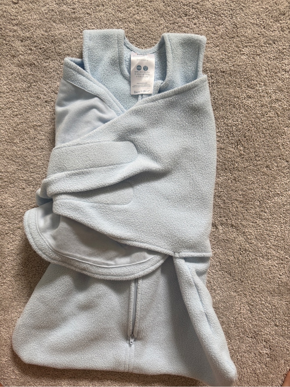 Light Blue Fleece Baby Sleep Sack Halo Swaddle newborn/ 0-3 months